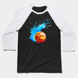 Basketball Ball Watercolor Artistic Splash Baseball T-Shirt